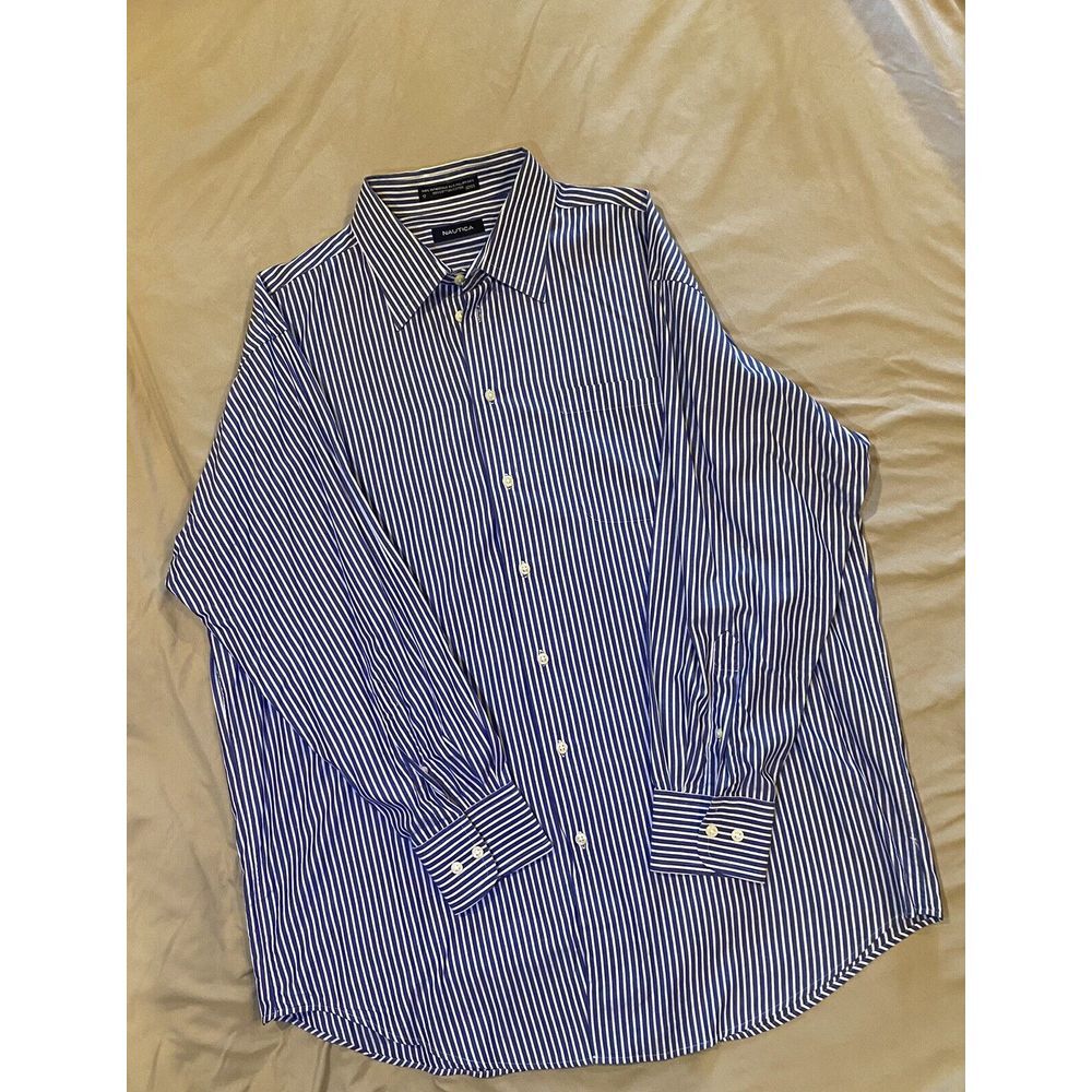 Náutica Men's Button Up Shirt, Long Sleeve, Size 17, 32/33